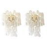 A pair of transparent “ricci” murano glass wall sconces