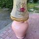 Large vintage ceramic pink pot lamp – Hand-painted lampshade