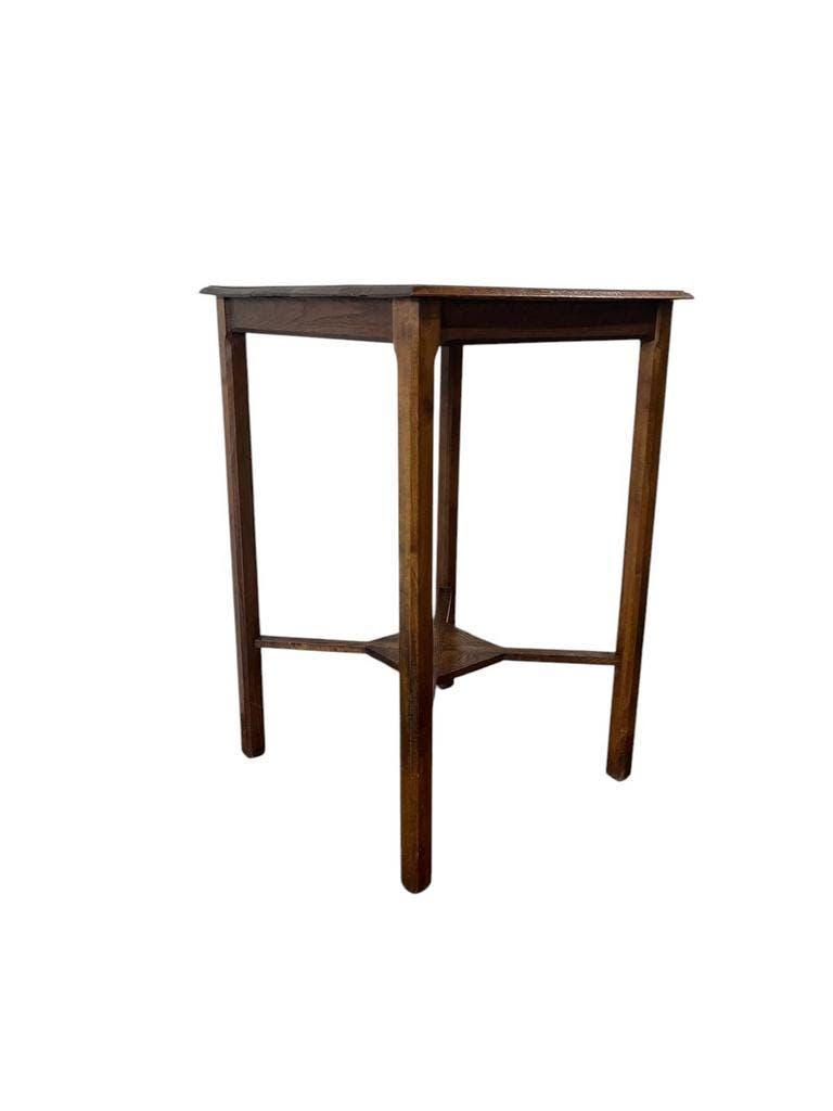 Table d'appoint/plante/étagère vintage haute en bois brun