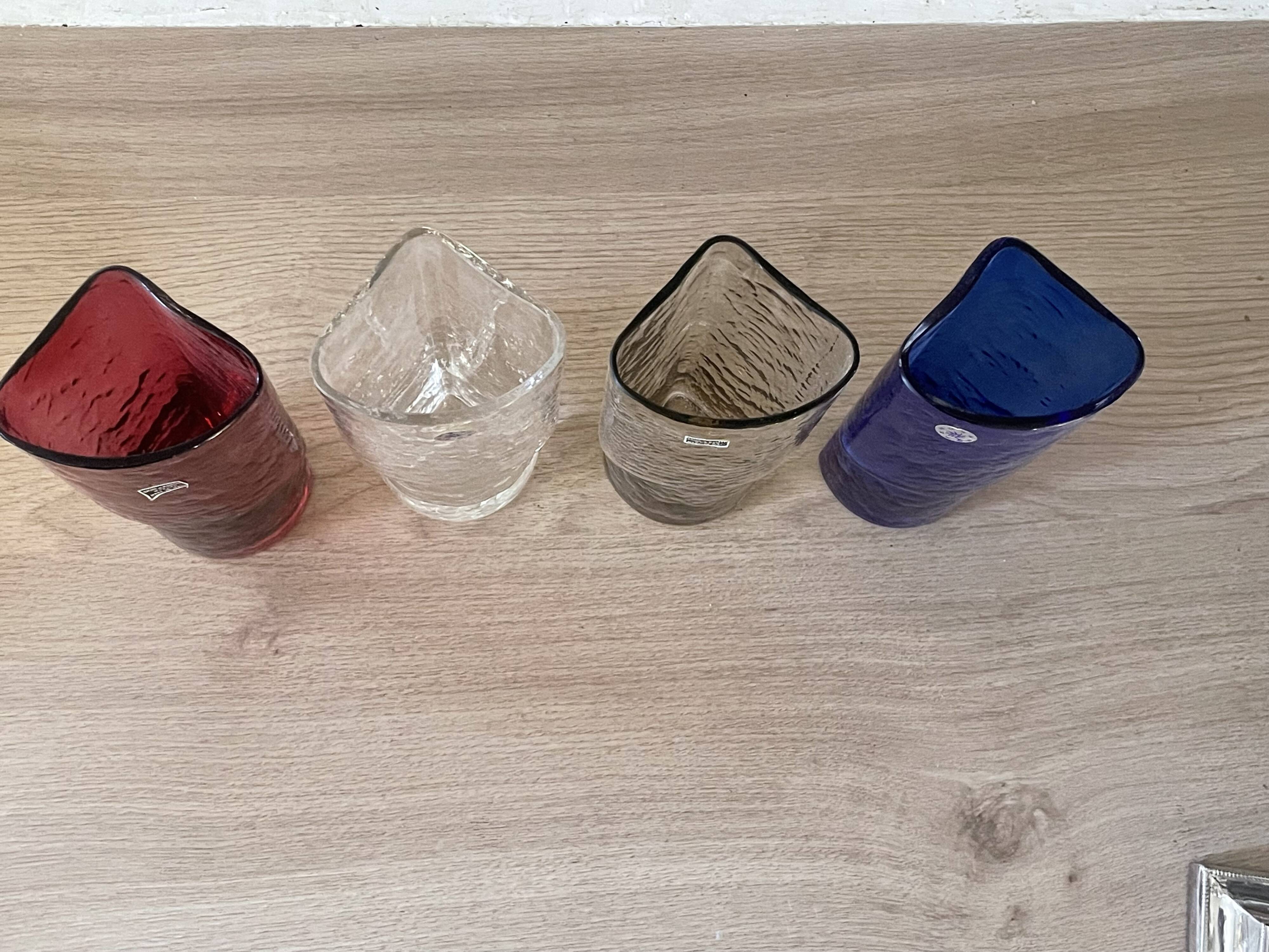 4 vintage coloured long drink glasses in Murano glass by Nason Moretti,