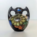 Handled Vase Gouda - Decor "Zonnebloem" (Sunflower) - Netherlands, 1930/50