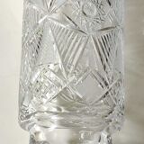 Vintage Bohemian crystal vase, sophisticated, geometric star patterns, high 25 cm
