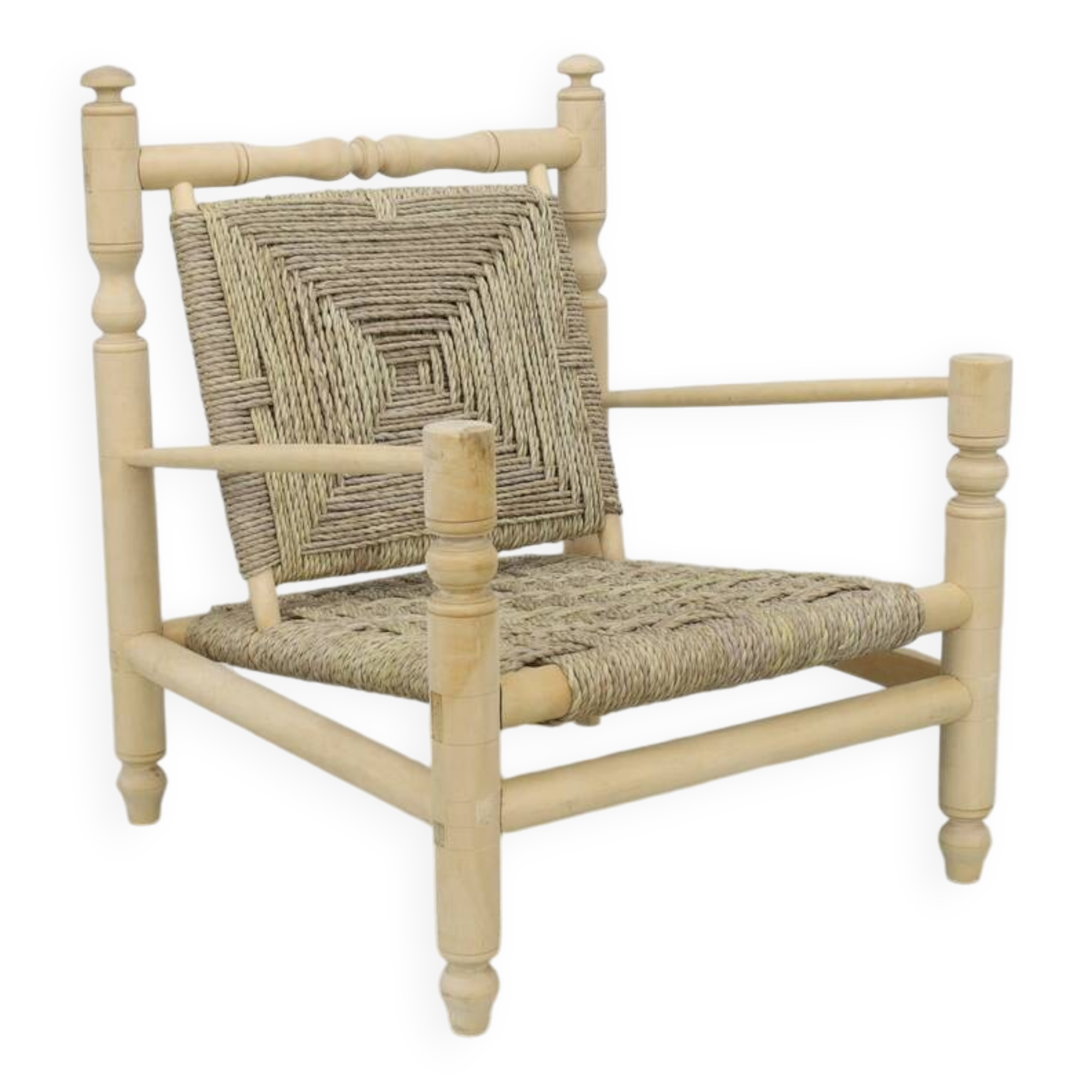 Vintage Low Rope Chair in Natural Teak, 1970s