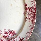 Gien oval dish in pink ironstone, "Floreal" service
