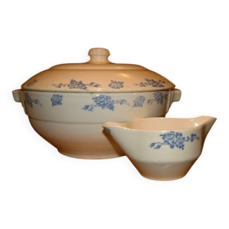 Antique tureen & gravy boat
