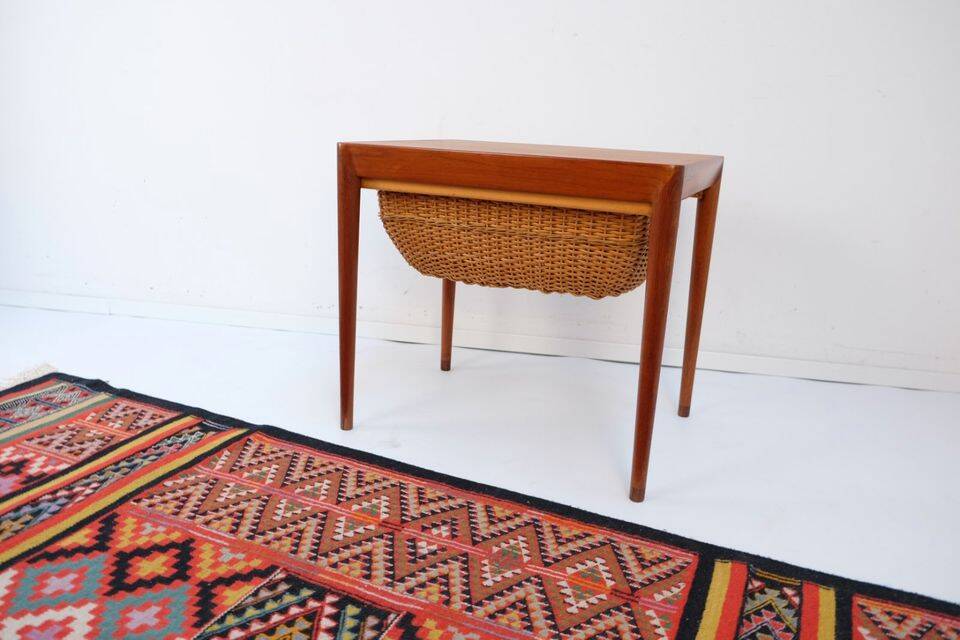 Mid-20th century Danish sewing table/side table in teak, Haslev Hansen
