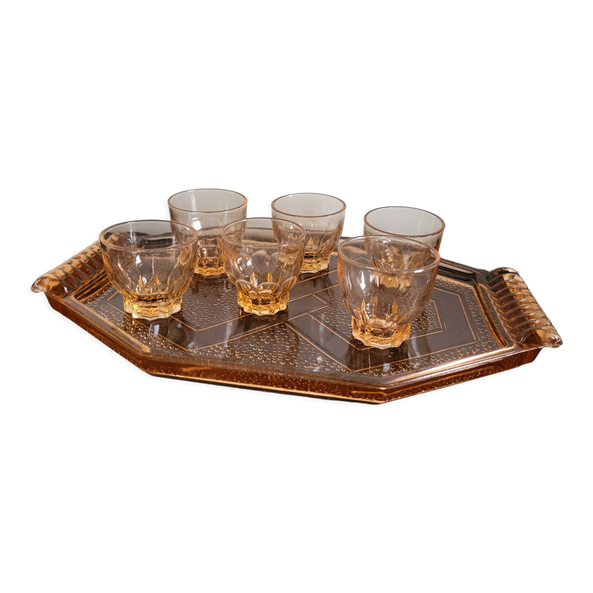 Art Deco Pink Glass Coffee Set