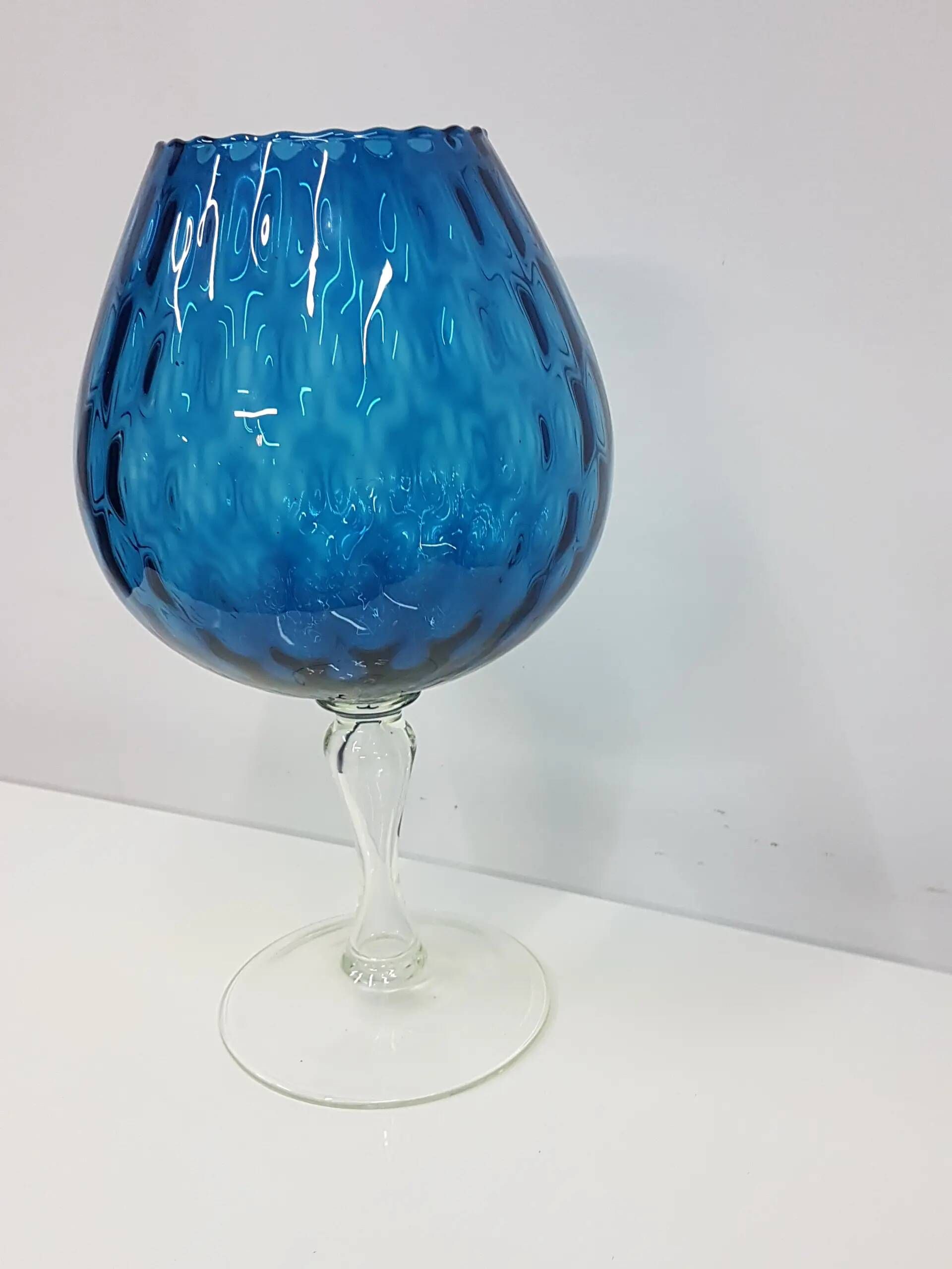 Blue-violet glass chalice vase, Italy, 1970s.