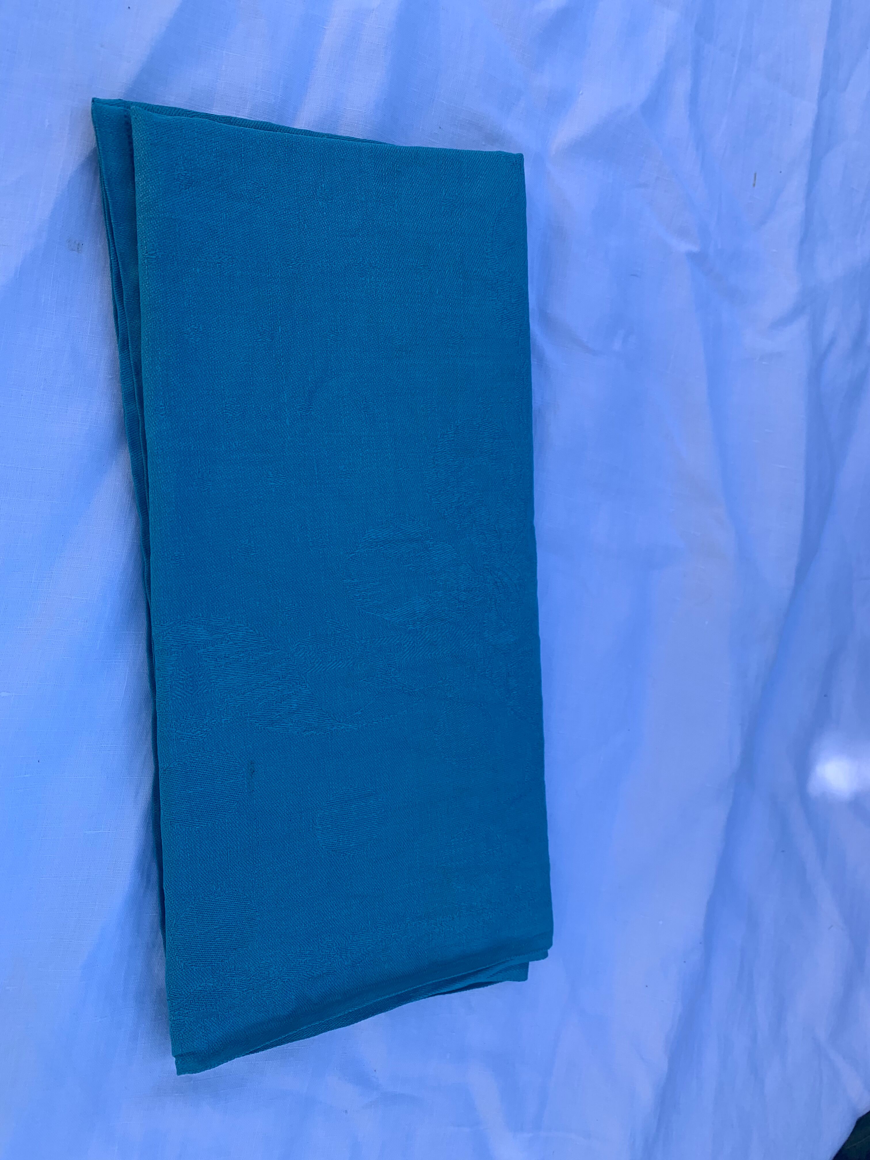 6 serviettes en coton damassées teintées bleues émeraude