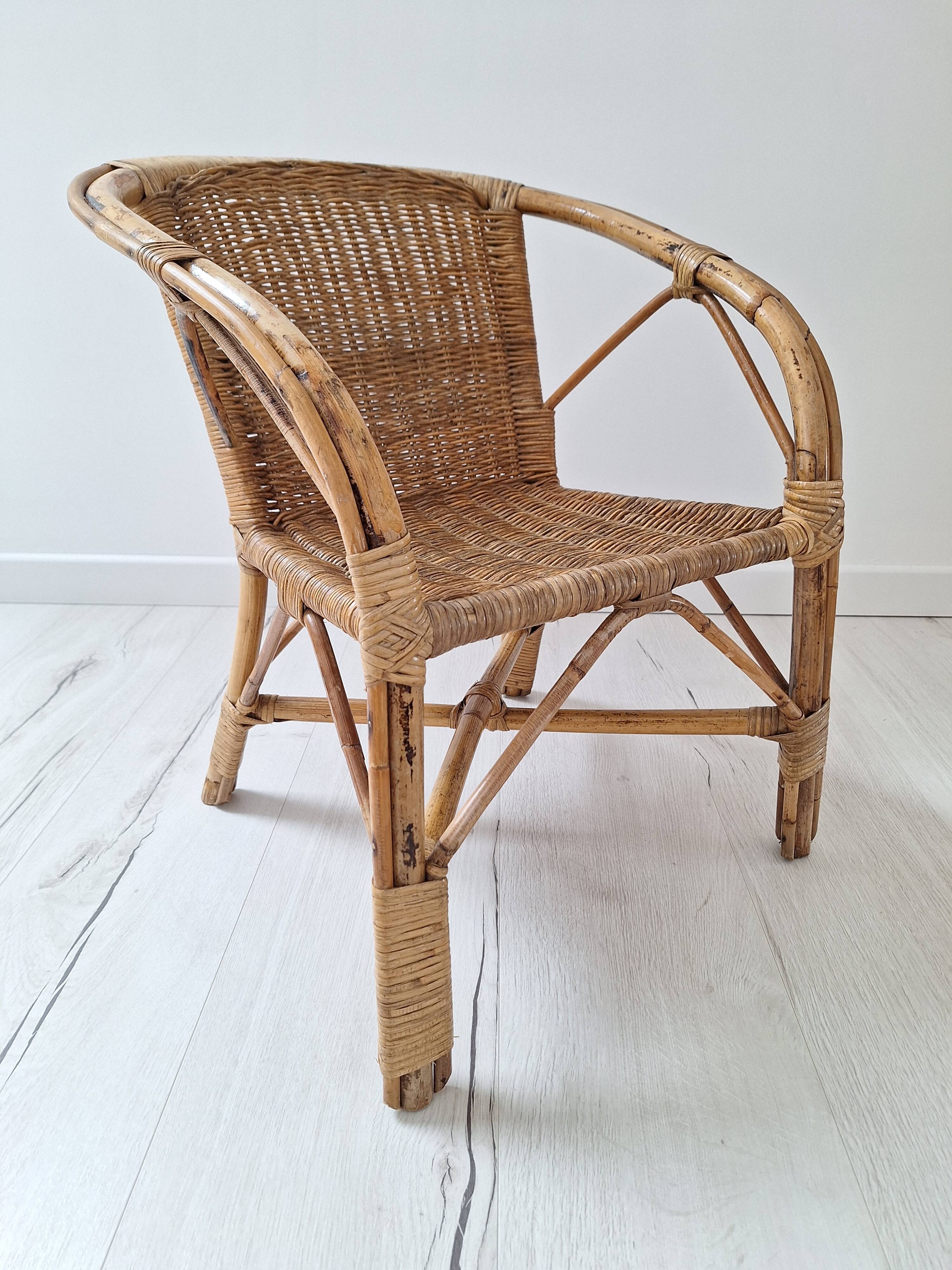 Vintage children's rattan chair