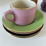 Vintage multicoloured triangular espresso set