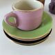 Vintage multicoloured triangular espresso set