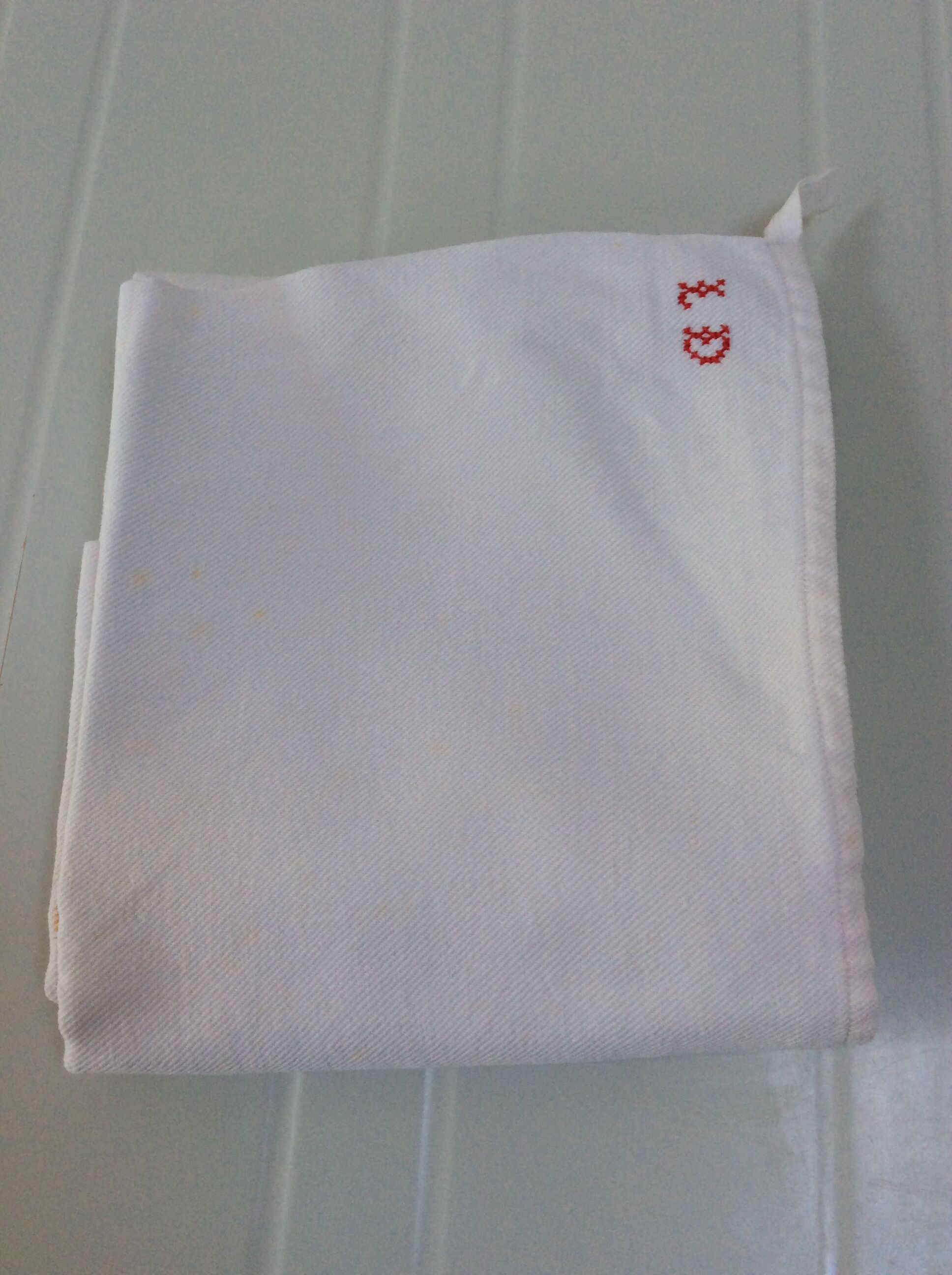 Old tea towel in thick cotton