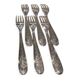 6 silver-plated dessert forks by Christofle Villeroy