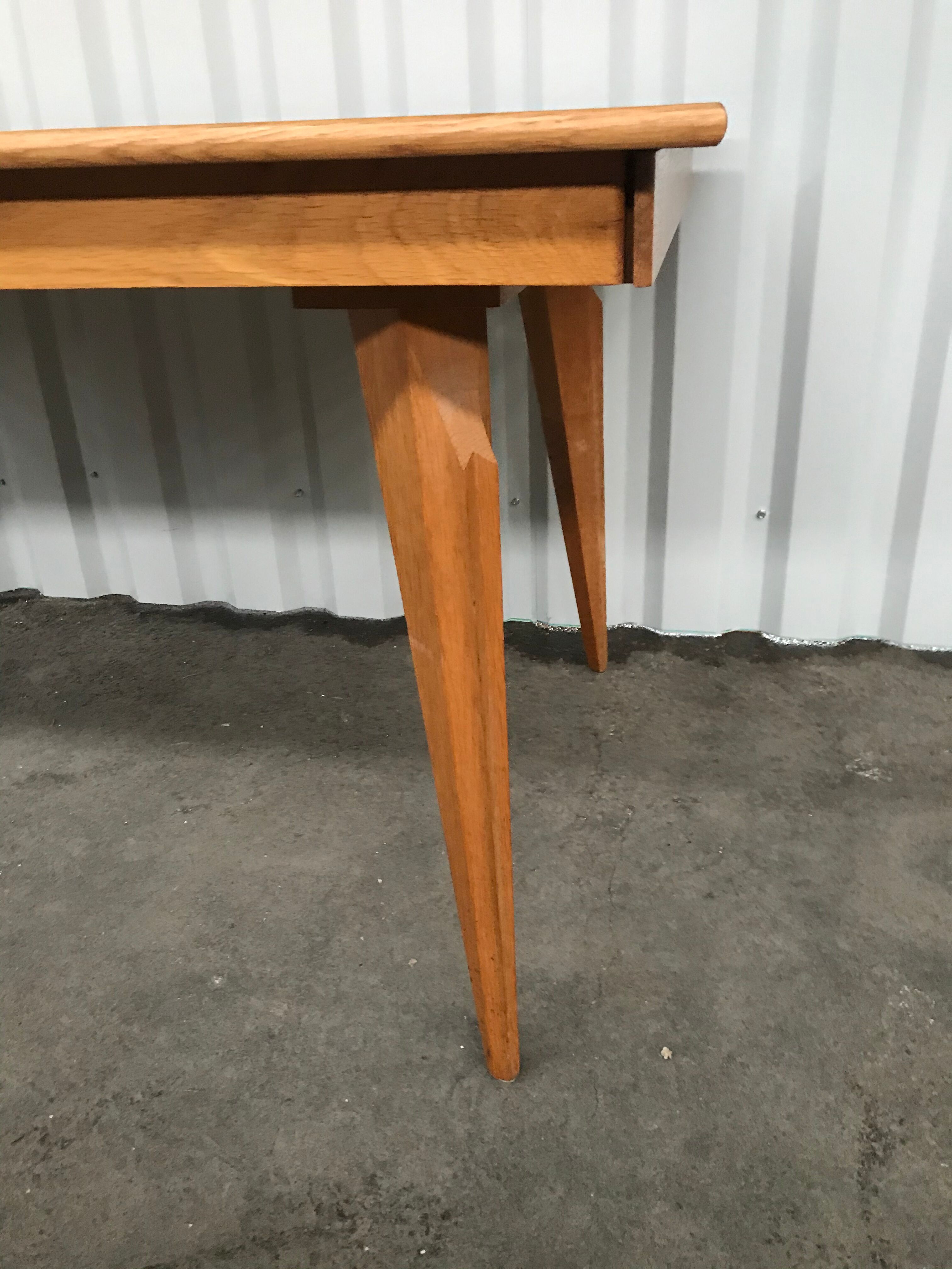 Table à manger en chêne 1950 avec allonges 210cm