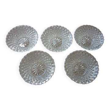 Lot de 5 coupelles en verre moulé