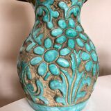 Italian glazed ceramic lamp 1960 mid century Bitossi turquoise