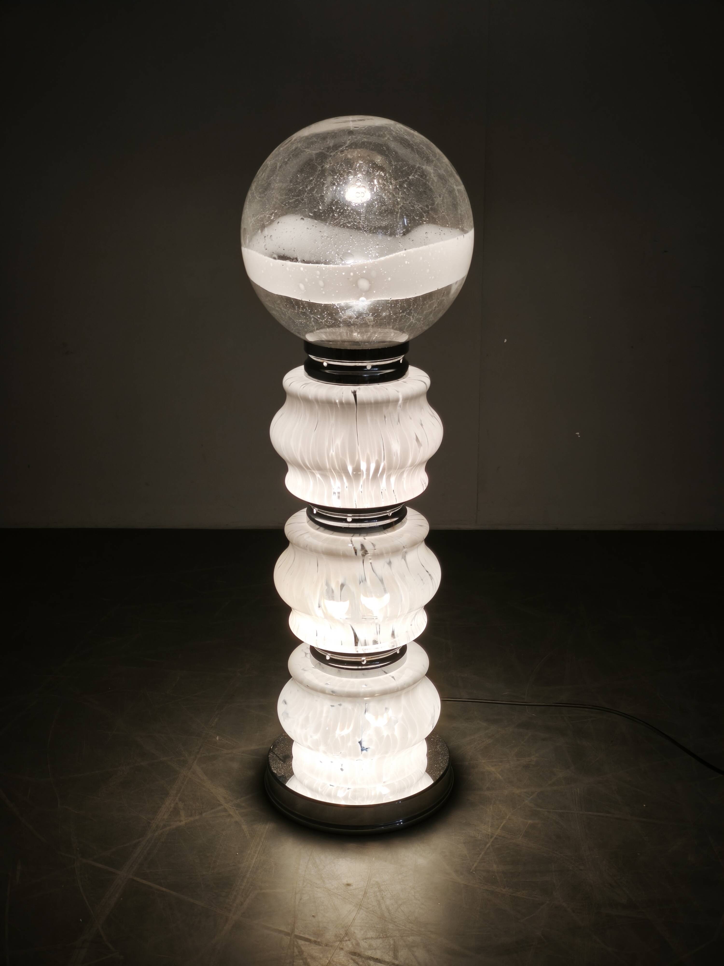 Carlo Nason for Mazzega Murano Glass Space Age Floor Lamp, Italy, 1970s