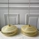 Pair of suspensions in yellow Clichy glass and golden border 40s-50s