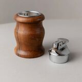 Brown Wood Vintage Lighter with Curved Italian Design, 1960s Table Accessory - Refined Gift