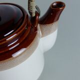 Teapot in beige and brown stoneware