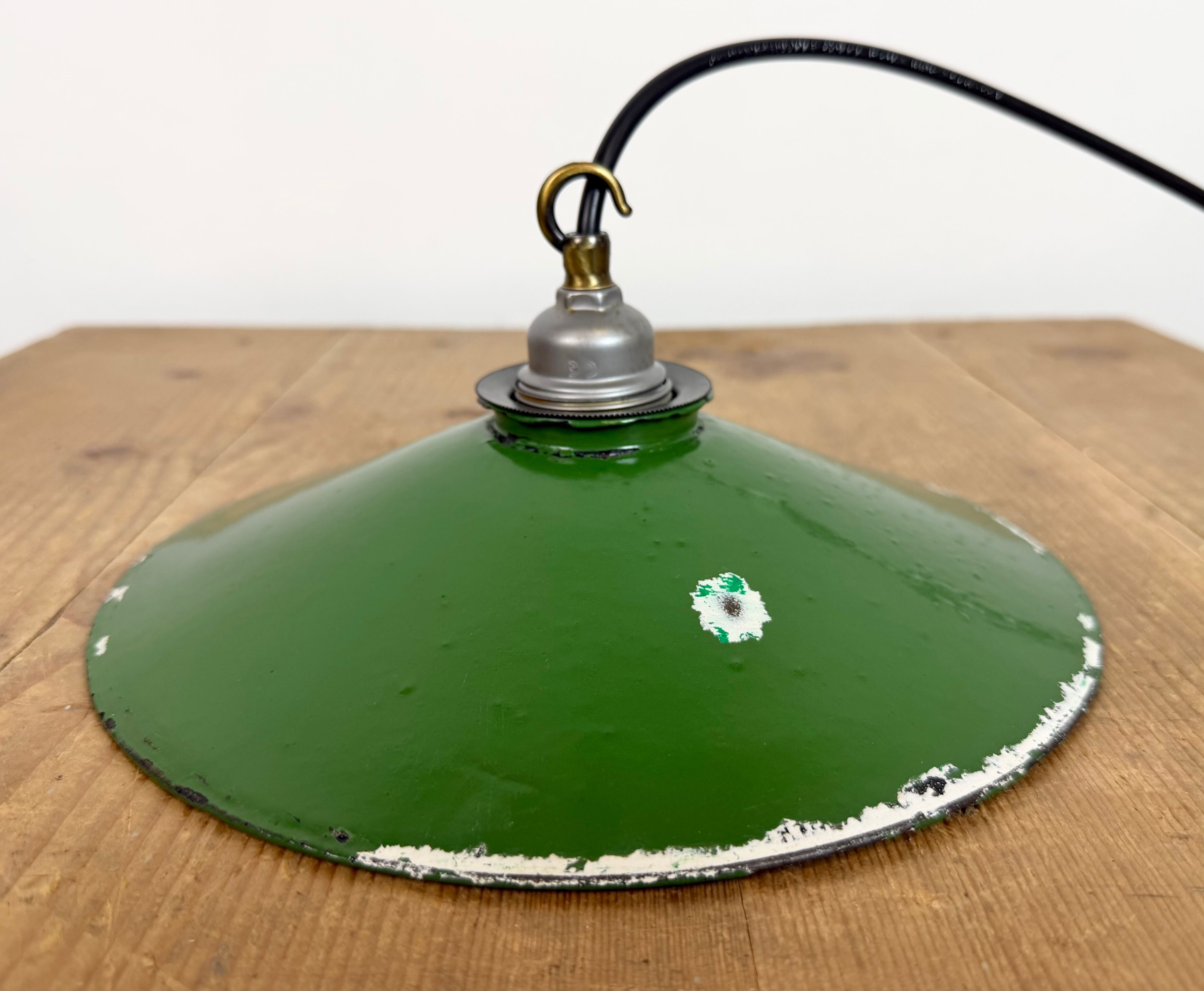 Industrial Green Enamel Light, 1950s