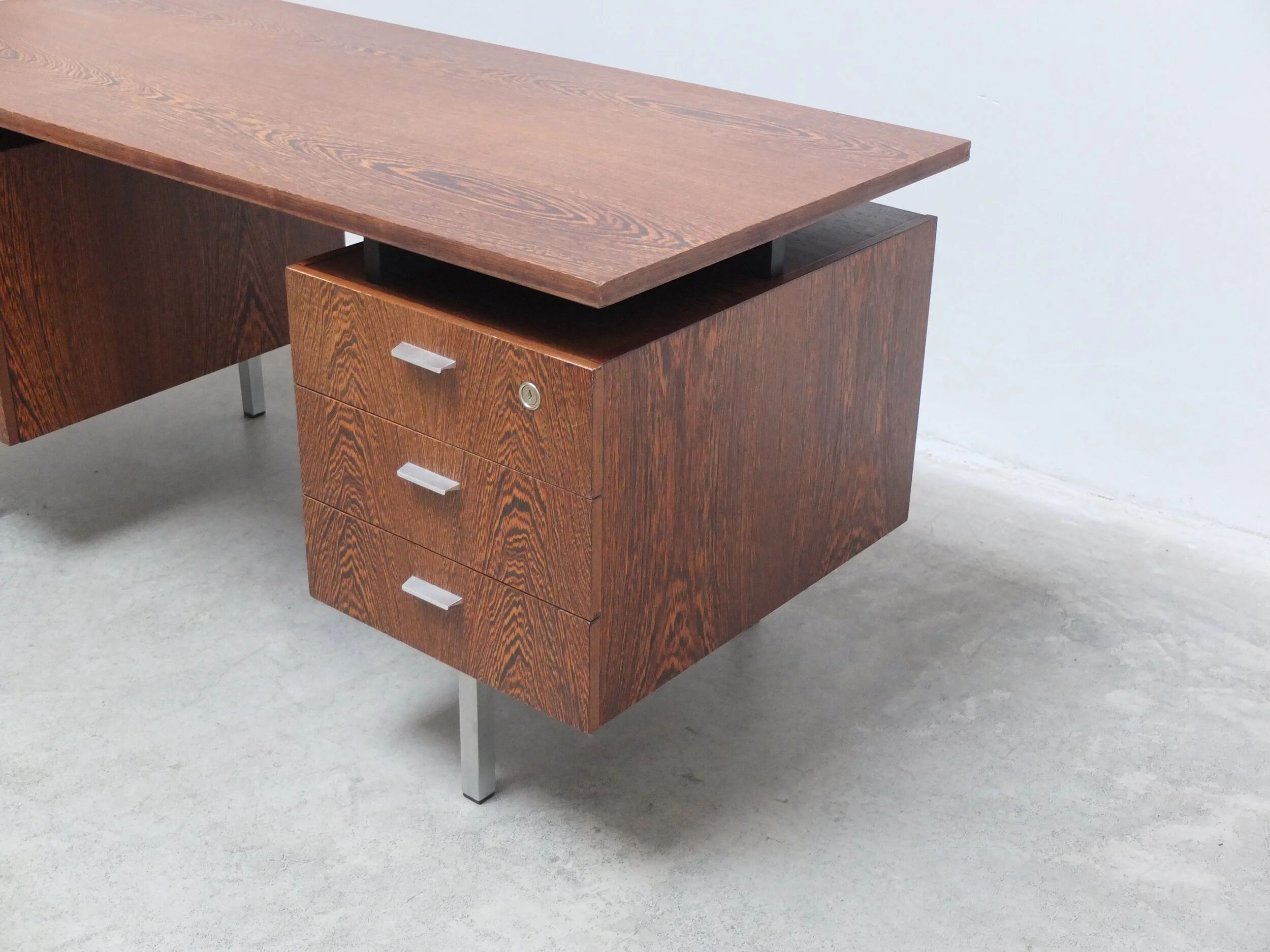 Freestanding modernist writing desk in wengé, 1960s
