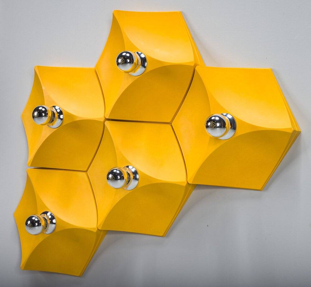 Vintage German hexagon wall lamp from Hoffmeister-Leuchten, 1970s