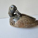 Zoomorphic ceramic sculpture - Duck / Vase of flowers Signed