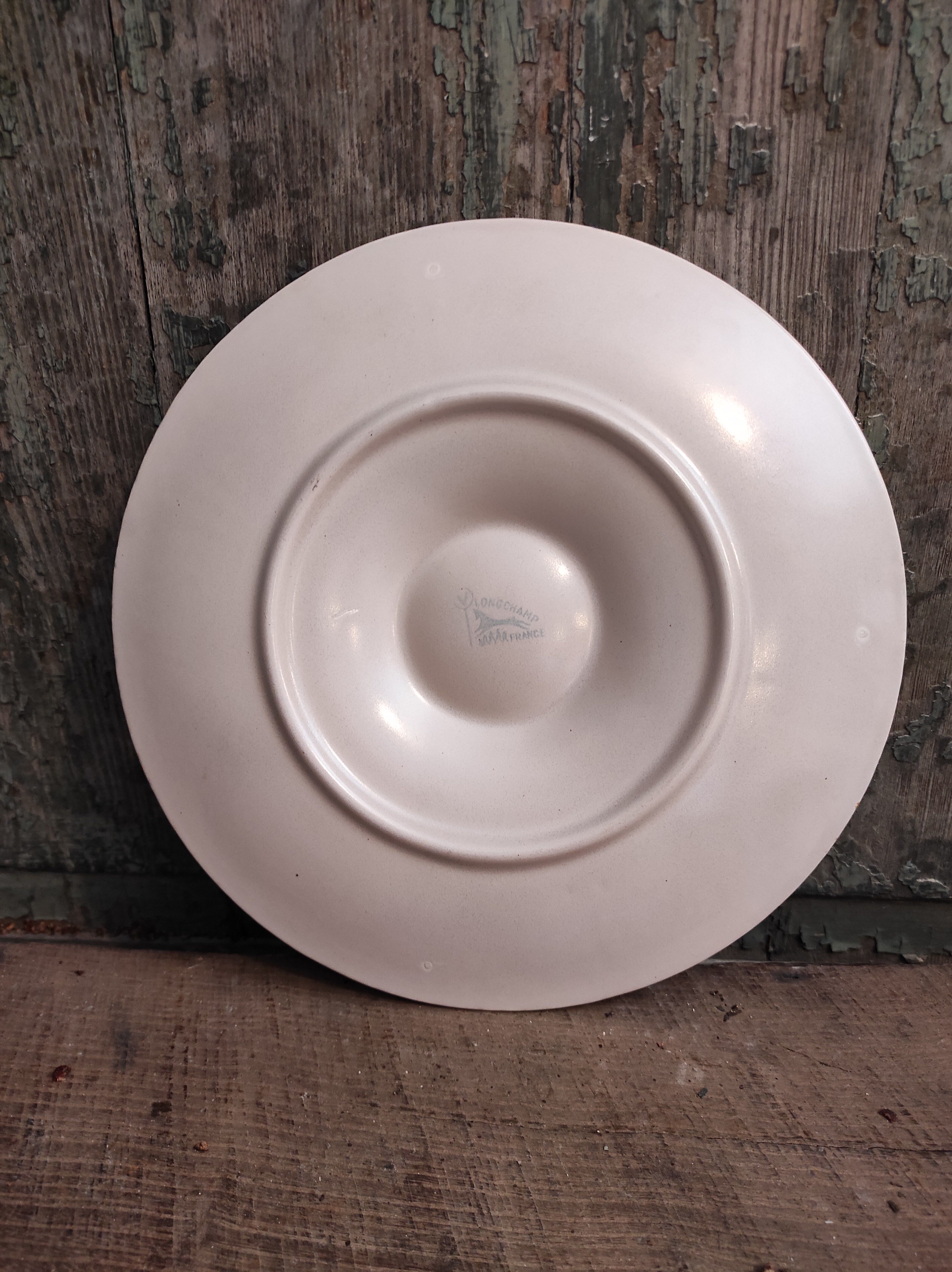 Vintage French Oyster Plate in Majolica from Longchamp