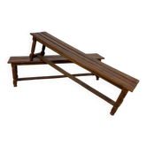 Pair of Antique Oak Benches with Turned Legs