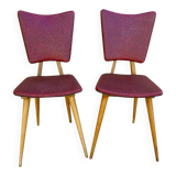 Pair of light wood chairs with Skai, around 1950.