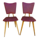 Paire de chaises en bois clair et Skaï, vers 1950