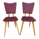 Paire de chaises en bois clair et Skaï, vers 1950