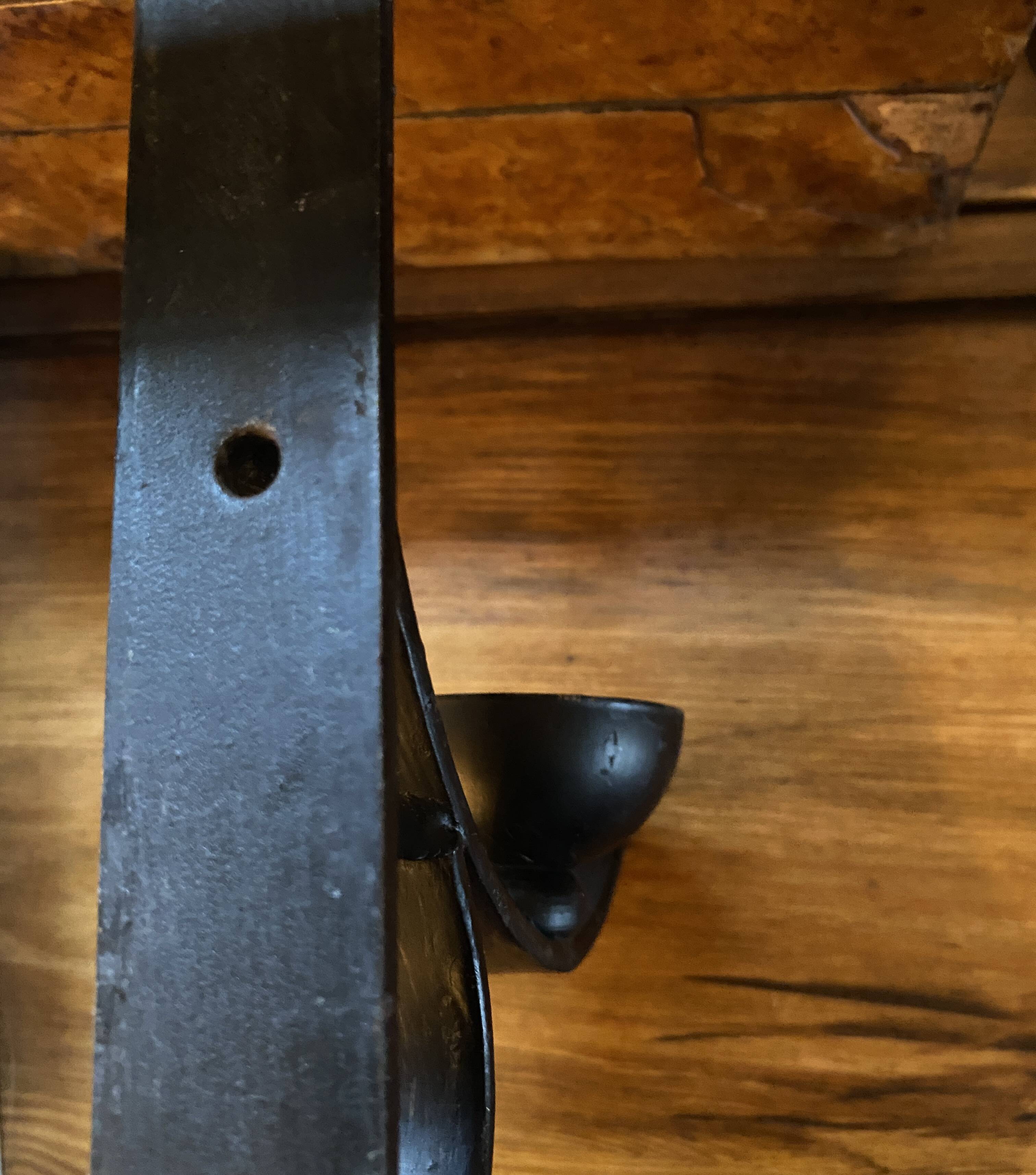 Wrought iron wall light, fabric cable