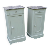 Pairs of bedside tables in Louis Philippe style, Luxembourg green.