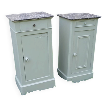 Pairs of bedside tables in Louis Philippe style, Luxembourg green.