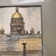 Ancien Aquarelle Bâtiment Historique Russie Saint Pétersbourg 1991