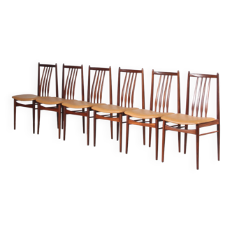 Ensemble de 6 chaises à repas en teck des années 1970, Danemark