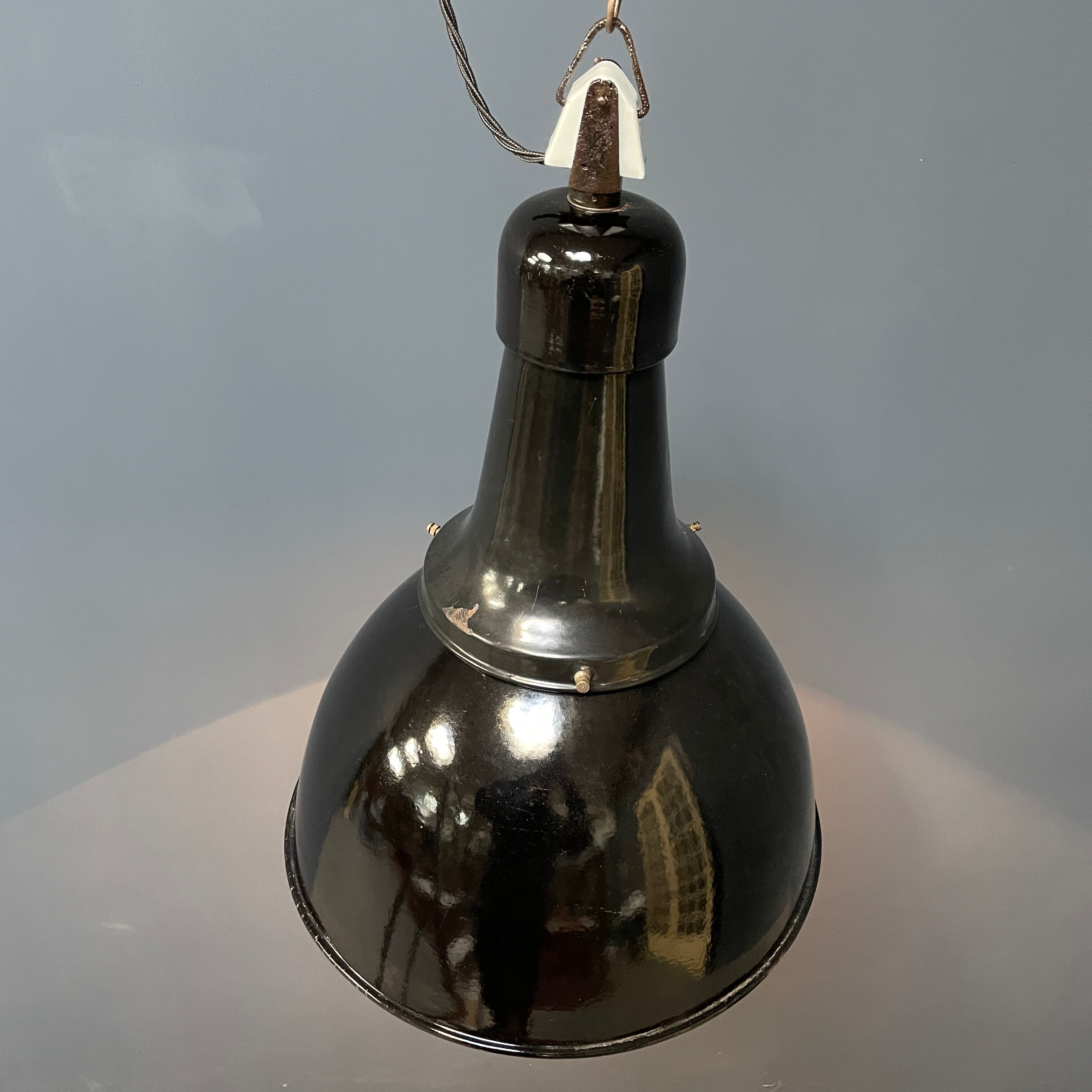 Black enamel Bauhaus factory lamp from Industria Rotterdam