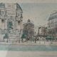 Lithographie Place St Michel à Paris
