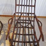 Rare-Vintage - Set of two rattan and bamboo armchairs - reclining armchairs - 80s