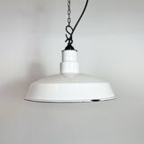 Industrial White Enamel Factory Pendant Lamp, 1960s