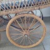 Vintage rattan and wicker cradle for dolls