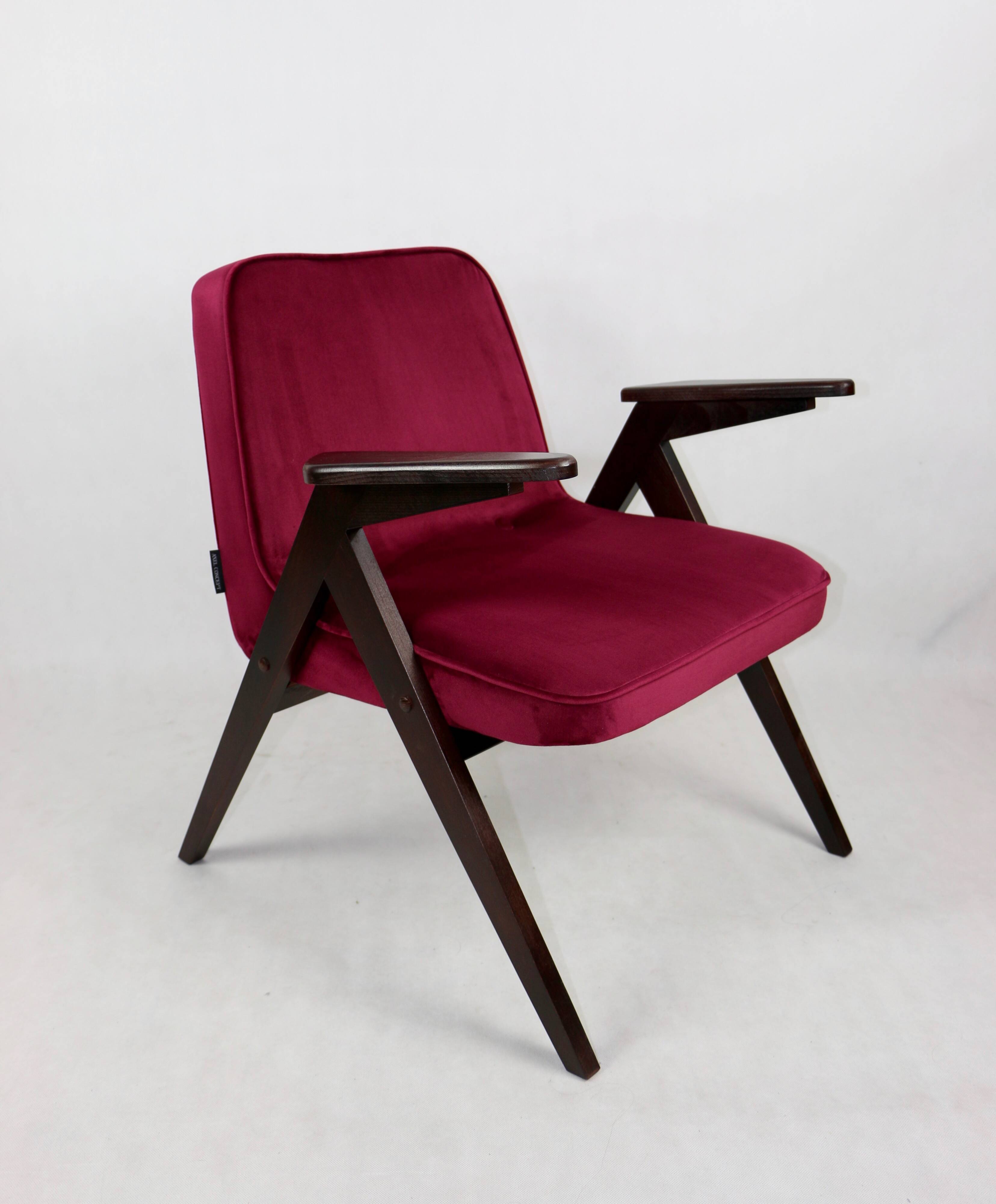 Burgundy Raspberry Bunny Armchair by Józef Chierowski
