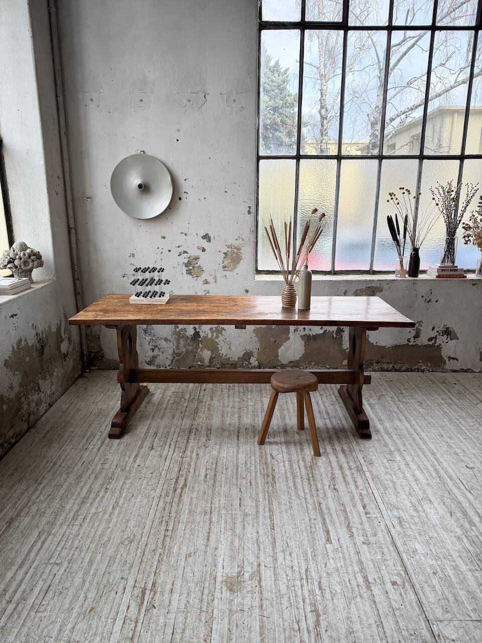 Monastery-style farmhouse table, pine, 210cm