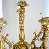 Candelabra, 6-pointed candlestick, marble, bronze, putti decoration, putto