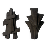 Pair of Dutch brutalist cast stone concrete abstract sculptures, ca 1960s