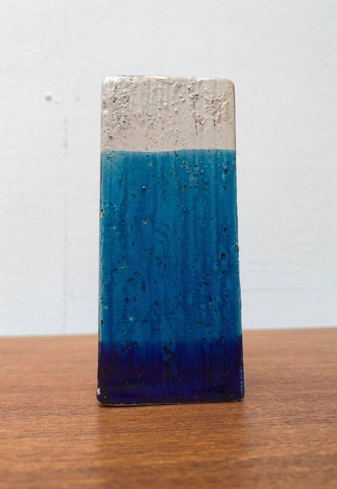 Mid-century Italian blue and white minimalist vase by Bitossi, 1960s.