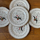 5 assiettes a dessert longwy "chypre"